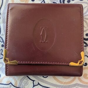 Cartier Vintage Coin Pouch Leather with Gold Accents In Great Condition!